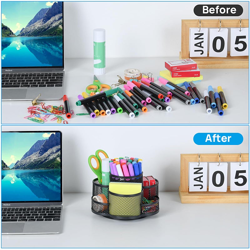 Topwey Pen Holder for Desk  Rotating Pencil Holder  Cup Holder for Desk Office  Pen Organizer in Black - Image 4